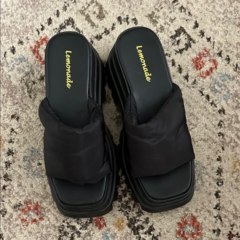 Lemonade Black Platform Sandals